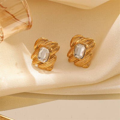 304 Stainless Steel & Rhinestonesl Hoop Earrings for Women