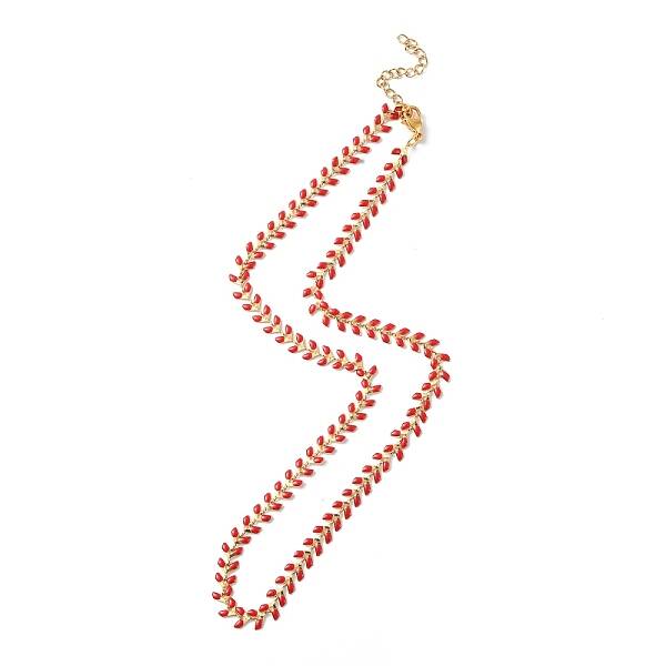 Enamel Ear of Wheat Link Chain Necklace