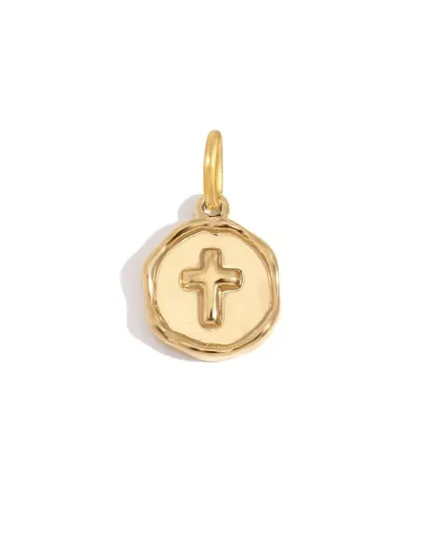 Round Cross Charm | Metal Color: Gold