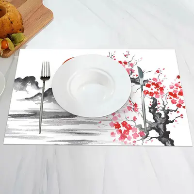 Ink Paint Floral Tree Sun Mount Set Of 4 Placemats - Aperturee