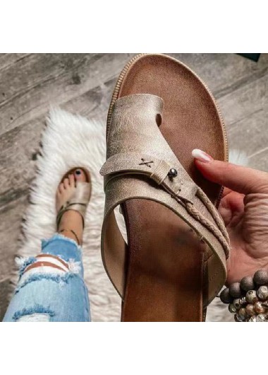 Modlily Flip Flops Light Coffee Toe Post Falt Asymmetric Flip Flops - 41