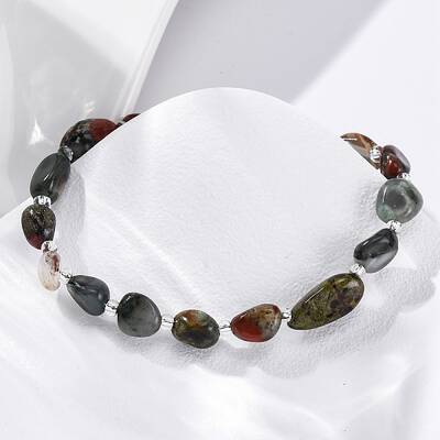 Natural Bloodstone Beaded Bracelets for Women
