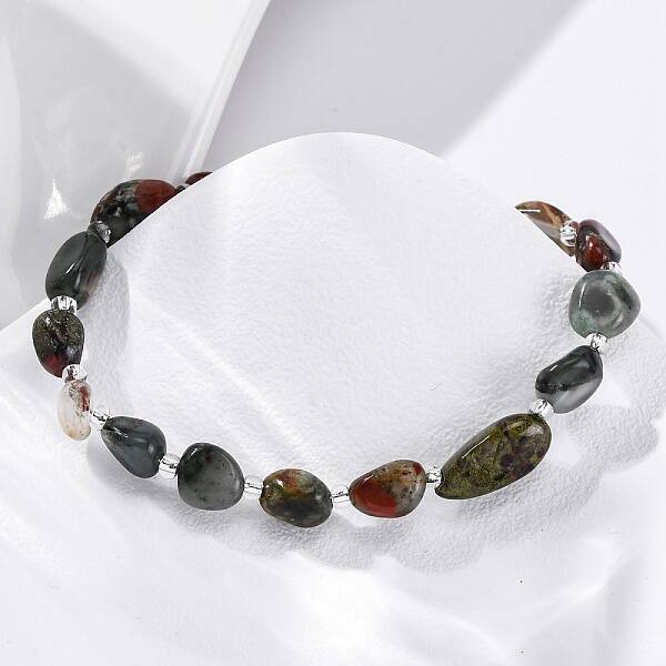 Natural Bloodstone Beaded Bracelets for Women