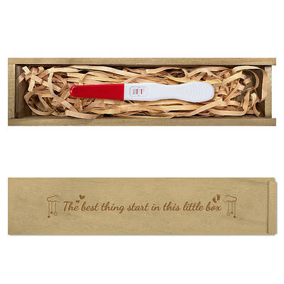 Rectangle Wooden Pregnancy Test Keepsake Box with Slide Cover