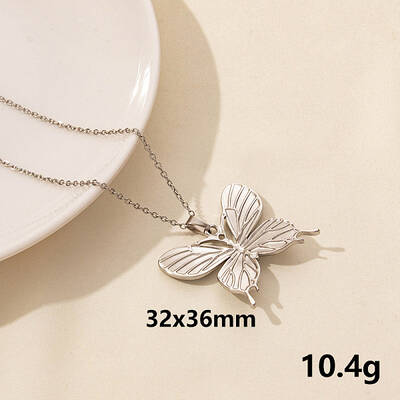 304 Stainless Steel Butterfly Pendant Necklaces