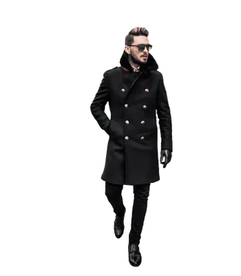 Wool Double Breasted Topcoat - Black