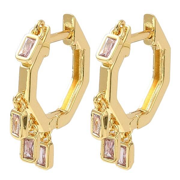 Cubic Zirconia Rectangle Dangle Hoop Earrings