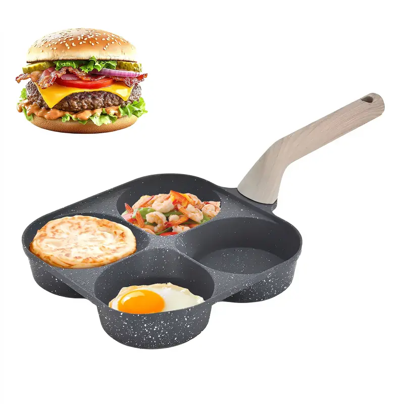 ​​Nonstick 4-Cup Egg Frying Pan without lid :Perfect for Breakfast, Pancakes, Hamburger, and More Cookware Compact Induct...