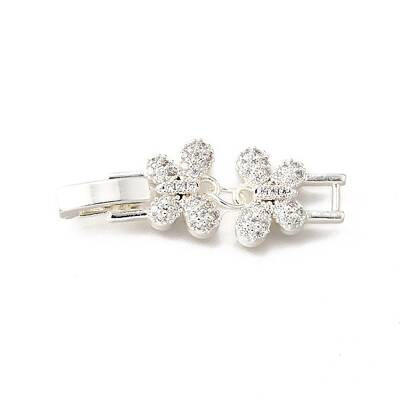 Brass Micro Pave Clear Cubic Zirconia Fold Over Clasps