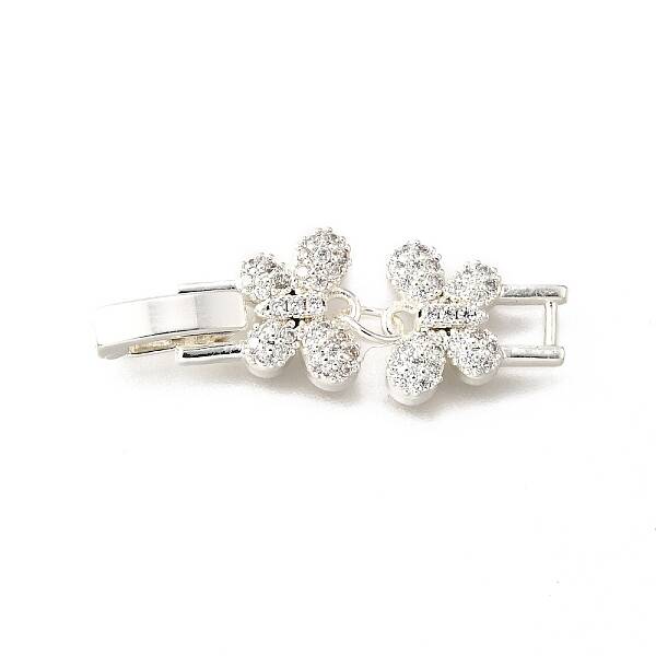 Brass Micro Pave Clear Cubic Zirconia Fold Over Clasps