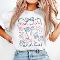 Red White And Due Shirt, 4Th Of July Baby Announcement TShirt, Patriotic Pregnancy Reveal Ladies Graphic Tee 45808 12