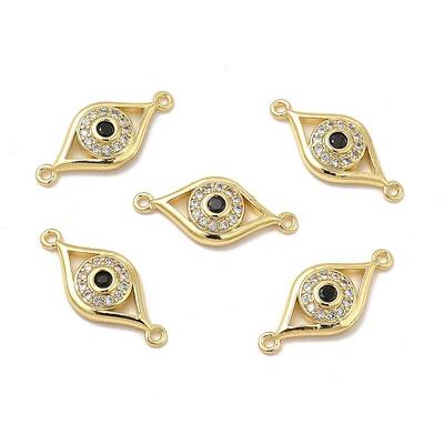 Brass Micro Pave Clear & Black Cubic Zirconia Connector Charms