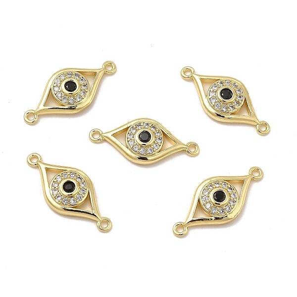Brass Micro Pave Clear & Black Cubic Zirconia Connector Charms