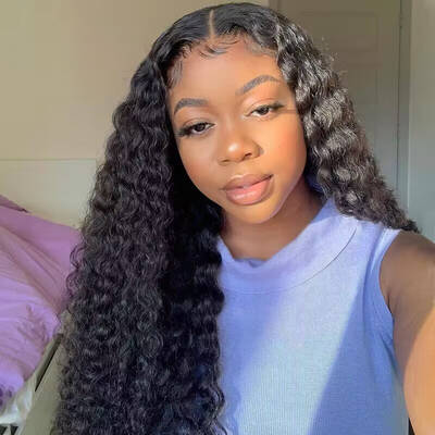 HD Invisible Lace Wig Water Wave Natural Human Hair Wigs / ISEE HAIR