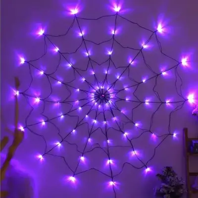 Spider Web Design String Light, Halloween Light String, New Product LED Horror Atmosphere Decoration Spider Web Light, Room G...