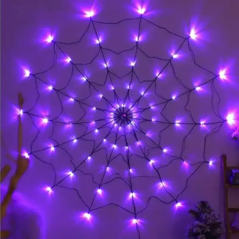 Spider Web Design String Light, Halloween Light String, New Product LED Horror Atmosphere Decoration Spider Web Light, Room G...