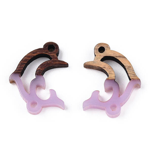 Opaque Resin & Walnut Wood Connector Charms