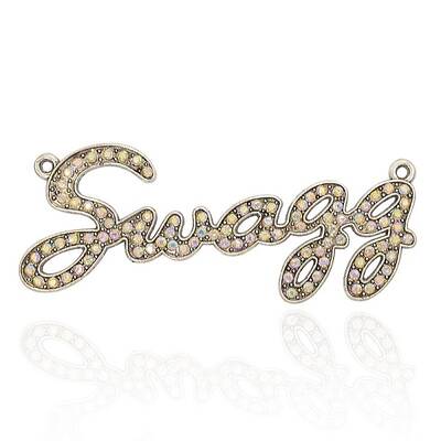Antique Silver Alloy Rhinestone Links connectors