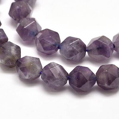 Faceted Natural Amethyst Gemstone Bead Strands