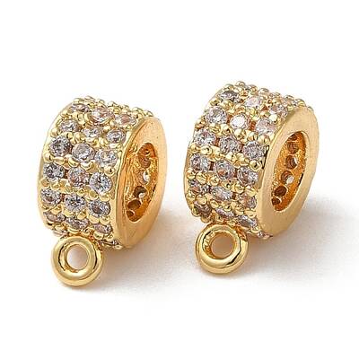 Brass Micro Pave Cubic Zirconia Tube Bails