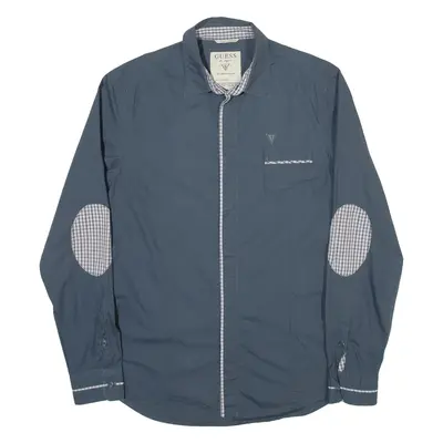 GUESS Mens Plain Shirt Blue Long Sleeve M
