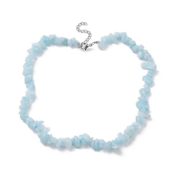 Natural White Jade Dyed Chips Beaded Necklaces