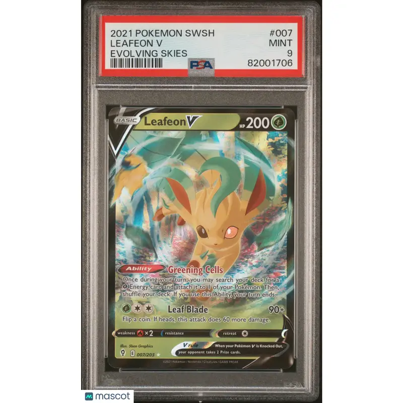 PSA 2021 Pokémon TCG Leafeon V #007 Full Art 9