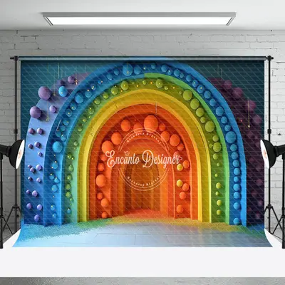Colorful Rainbow Arch Door Cake Smash Photo Backdrop - Aperturee
