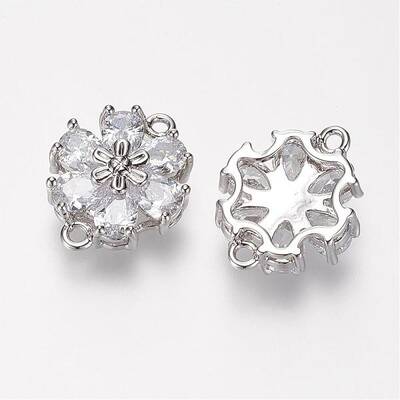 Brass Micro Pave Grade AAA Cubic Zirconia Links