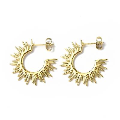 Ion Plating(IP) 304 Stainless Steel Sun Stud Earrings