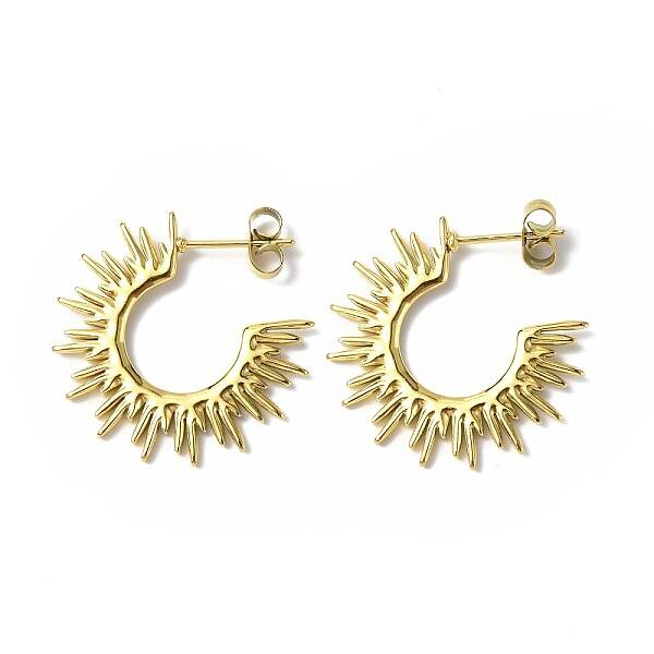 Ion Plating(IP) 304 Stainless Steel Sun Stud Earrings