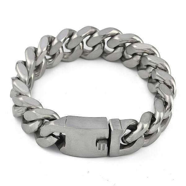 304 Stainless Steel Cuban Link Chain Bracelets for Men