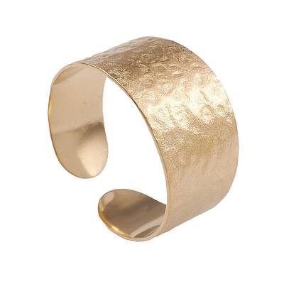 Ion Plating(IP) 304 Stainless Steel Textured Open Cuff Rings for Women