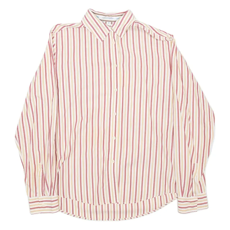TOMMY HILFIGER Womens Shirt White Striped Long Sleeve M