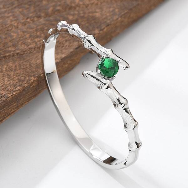 304 Stainless Steel Bangles with Rhinestone for Women