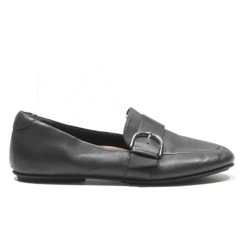 FITFLOP Loafer Shoes Black Leather Womens UK 6