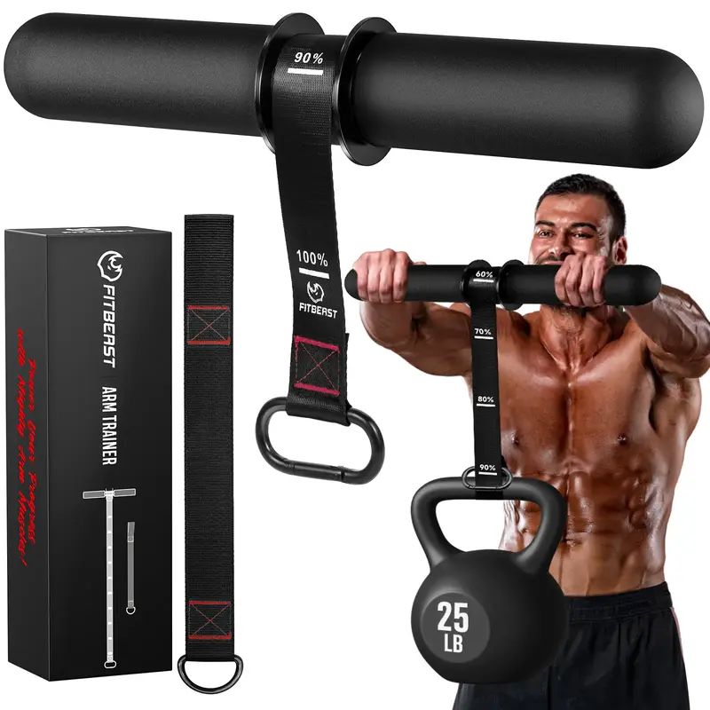 FitBeast Forearm Strengthener & Wrist Roller with Thickened Handle, Forearm Exerciser with Adjustable Nylon Strap, 220lbs Cap...