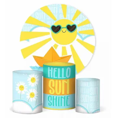 Aperturee Hello Sun Shine Sunglasses Party Round Backdrop Kit | Custom Circle Backdrop Birthday | Circle Background For Party...