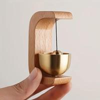 Wooden Wind Chime, Creative Brass Bell Hanging Ornament, Home Doorbell Decoration, Hanging Decor for Home Living Room Bedroom