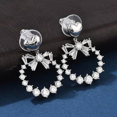 Brass Clear Cubic Zirconia Stud Earrings
