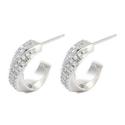Rack Plating C-Shaped Brass Stud Earrings
