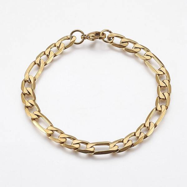 Ion Plating(IP) 304 Stainless Steel Figaro Chain Bracelets