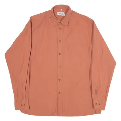 GOODMAN Mens Shirt Orange Striped Long Sleeve L