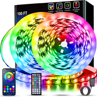 EVE 100 ft. (2 Rolls of 50ft) RGB Led Lights for Bedroom Music Sync Remote App Control Bluetooth for Room Home Kitchen Décor...
