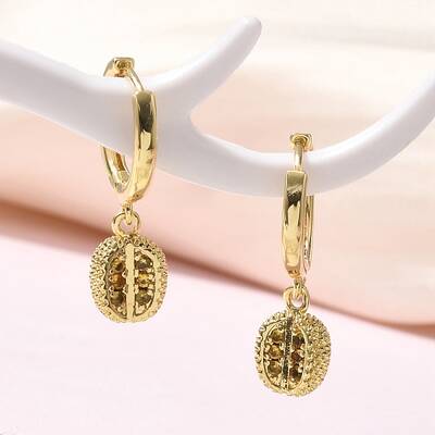 Brass Cubic Zirconia Hoop Earrings