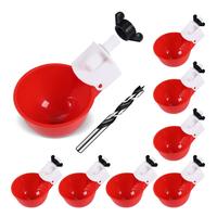 Chicken Waterer Cups (8 Pack/Red) - DIY Automatic Large Chicken Water Feeder for Ducks,Chicks, Turkeys, Quail, Bunny, Bird an...