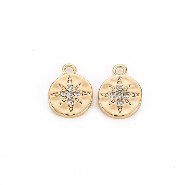 Brass Micro Pave Clear Cubic Zirconia Charms