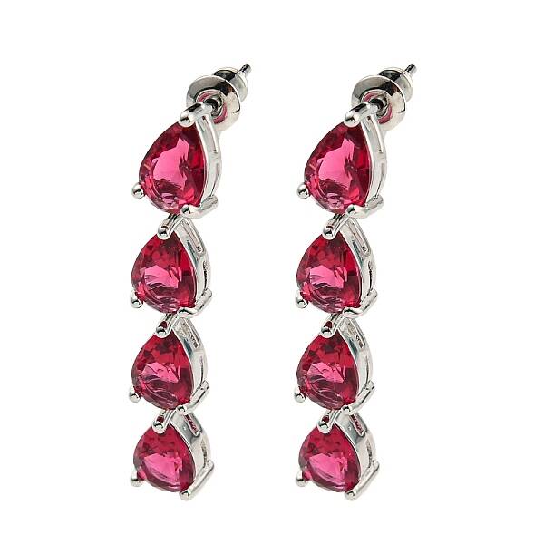 Rack Plating Platinum Tone Brass Cubic Zirconia Studs Earrings for Women