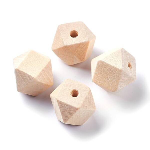 Faceted Unfinished Wood Beads
