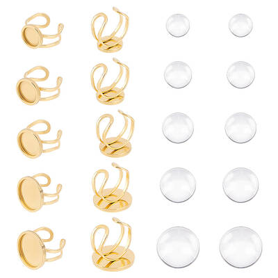 DIY Flat Round Blank Dome Ring Making Kit